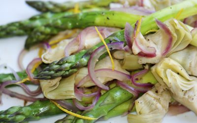 Steamed Asparagus and Artichoke Hearts
